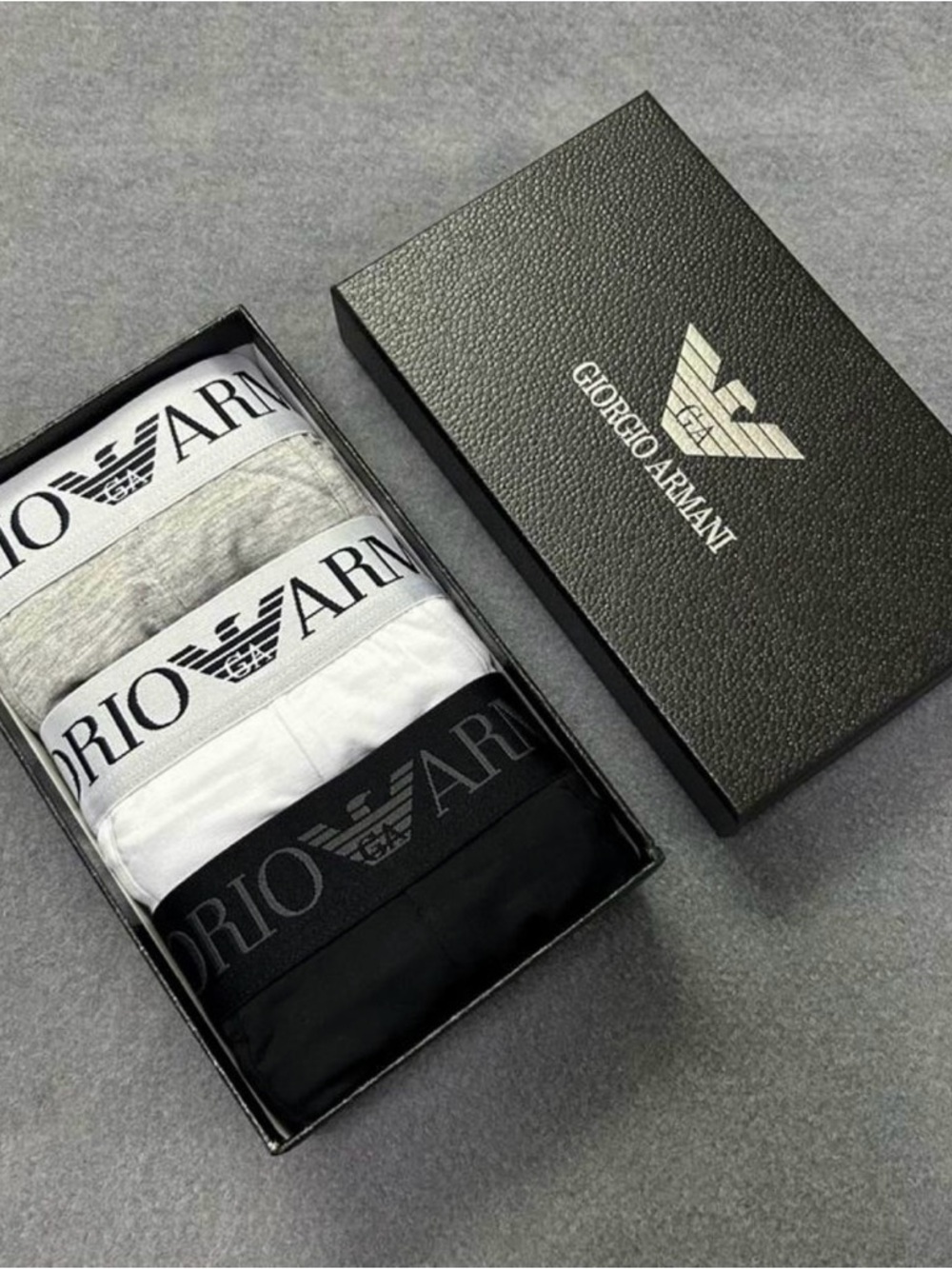 Giorgio Armani Youth 3-Pack Cotton Blend Briefs - Black, White, Gray